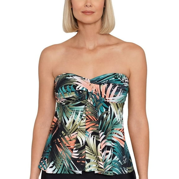Swim Solutions Women's Flyaway Strapless Tankini Swim Top Swimsuit 16