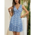 thumbnail image 3 of Women's 2025 New Summer Sleeveless Sexy Wrap V Neck Floral Sundress Mini Dress, 3 of 12