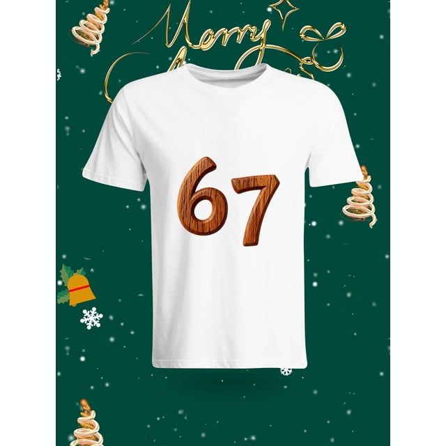 Funny 67 Number Christmas Element Printed Unisex T-Shirt Fashion Casual Top with Festive Atmosphere