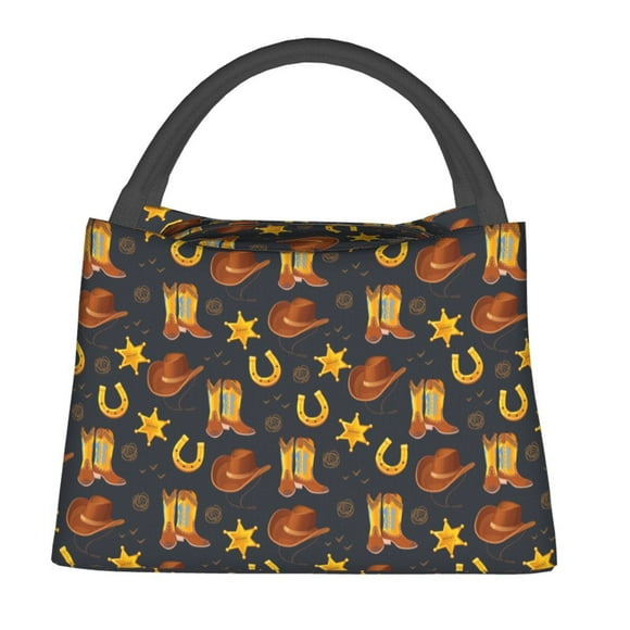 Fotbe Wild West Golden Horseshoe Bolsa Térmica Portátil con Estampado, Bolsa de Entrega de Alimentos Aislada, Bolsa Reutilizable de Gran Capacidad para Comidas y Supermercado