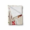 thumbnail image 2 of Floral Soft Flannel Fleece Throw Blanket, Butterflies and Flourishing Swirled Blossoms Bouquet Botany Image, Cozy Plush for Indoor and Outdoor Use, 70" x 90", Beige Green Red, by Ambesonne, 2 of 6