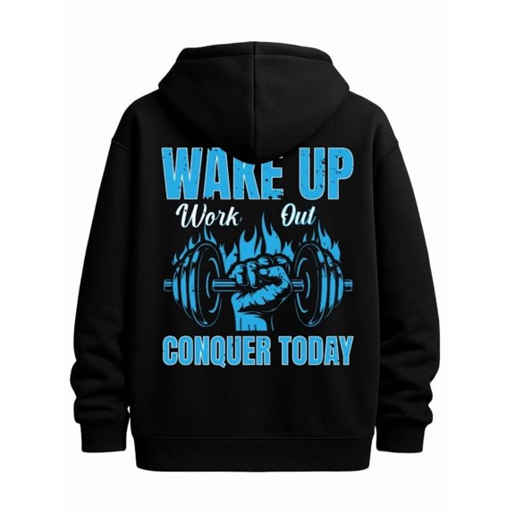 Work Out Today graphic hoodies sport for men funny hoodies black Warm, suitable for casual wear, perfect for outdoor activities winter summer boxing