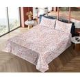 thumbnail image 4 of Ambesonne Floral Fitted & Flat Sheet with Shams 4 Pcs Set, Minimal Leaves Branches Dots, Calking, Pink Burnt Sienna and Blue, 4 of 5