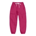thumbnail image 1 of Pantalon Cargo Uni pour Tout-Petits Garçons, Enfants, Ados, Couleur Unie, Tenue Quotidienne, Confortable et Polyvalent, Actif, Taille Élastique, Chevilles Faciles à Nouer, Taille 3-4T, 1 of 6