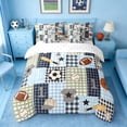 thumbnail image 3 of Erosebridal Plaid Soccer Baseball Bedding Comforter Set, Sport Full Bedding Set for Boys and Girls, Reversible 7 Pieces, 3 of 6