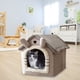 thumbnail image 5 of Cama plegable para gatos, casa cálida para perros, cesta de nido para dormir de felpa semicerrada para interiores Tmvgtek Oficina Multiescena Multifunción, 5 of 9