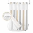 thumbnail image 2 of Beige Grey Striped No Hook Shower Curtain Waterproof, Bathroom Curtains with Snap in Liners and See Through Top Window, Minimalist Farmhouse Stripe Hotel Style Bathtub Curtains Shower 72"Wx96"L, 2 of 8