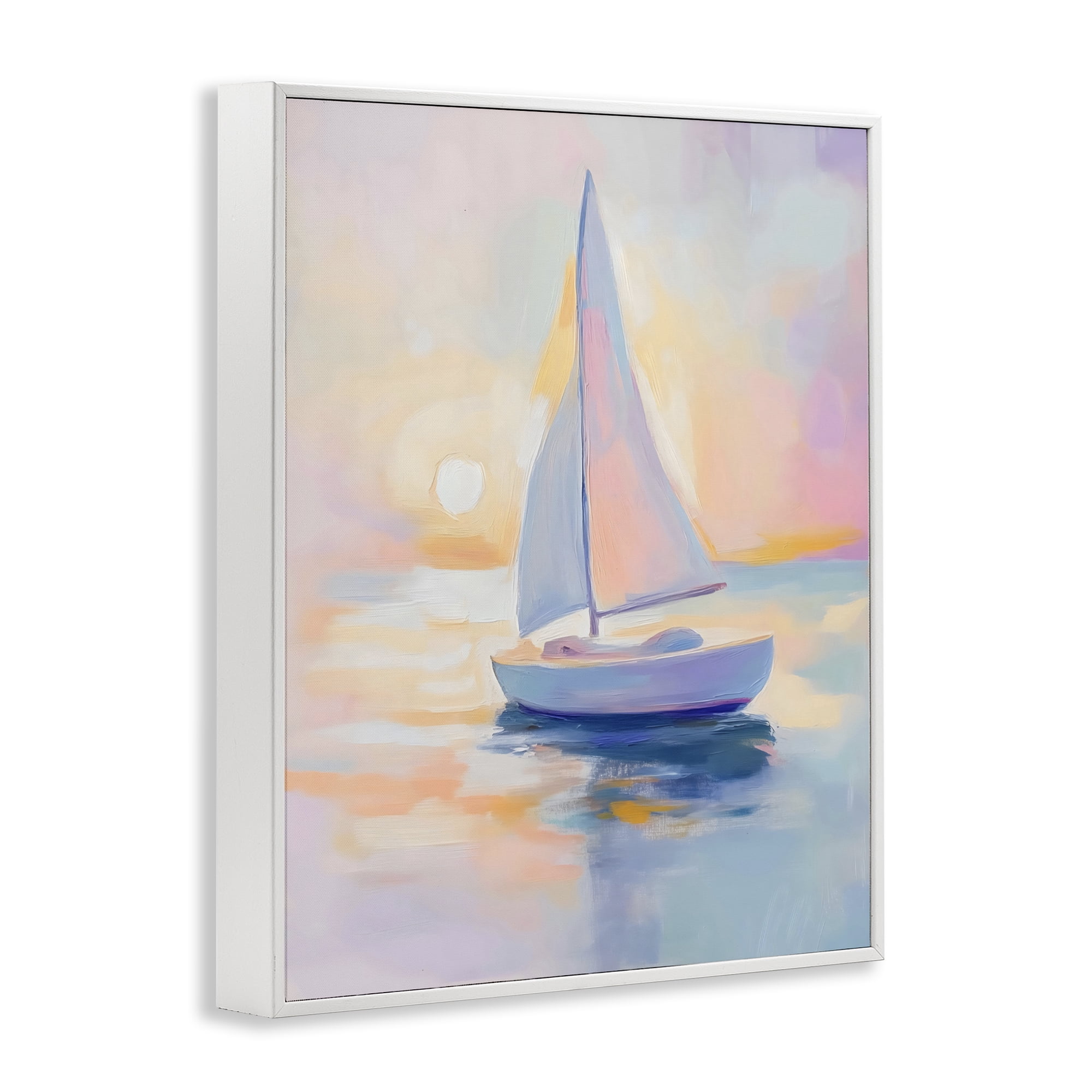 Stupell Industries Pastel Sailboat Toward Pink Horizon White Framed Giclee Art, design by The Prints Vibe
