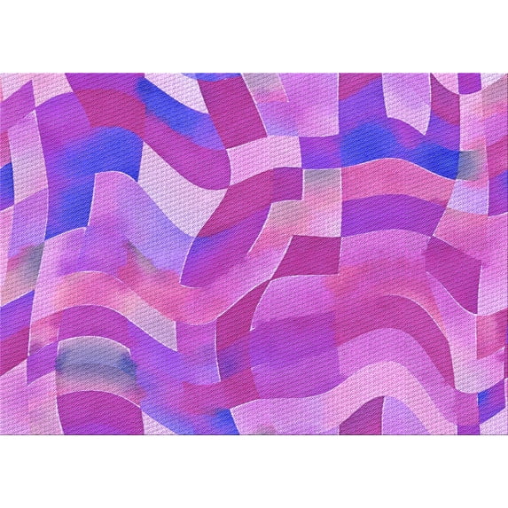 Ahgly Company Indoor Rectangle Patterned Fuchsia or Magenta Purple Area Rugs, 7' x 10'