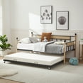 thumbnail image 3 of PORKISS Daybed, Steel & Wood Daybed with Trundle and Metal Frame, Modern Sofa Bed with Twin Size Frame, Classical Metal Daybed for Bedroom, Apartment, and Living Room, Natural & Black, 3 of 11