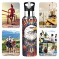 thumbnail image 7 of Yayeee 20oz Insulated Water Bottle Double Wall Stainless Steel with Flip Straw Lid, Brown Abstract Eagle, 7 of 7