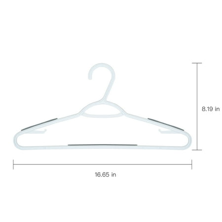 Mainstays Non-Slip Clothing Hangers, 30 Pack, White, Durable Plastic