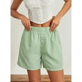 thumbnail image 5 of Biezeib Women's Striped Shorts Elastic High Waisted Straight Leg Summer Shorts with 2 Pockets, 5 of 6