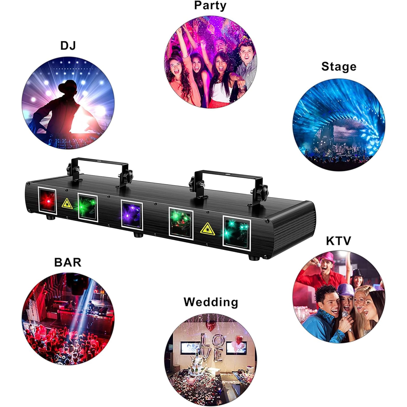 RGBYC Laser DJ Light, LED Disco Party Lights, Sound