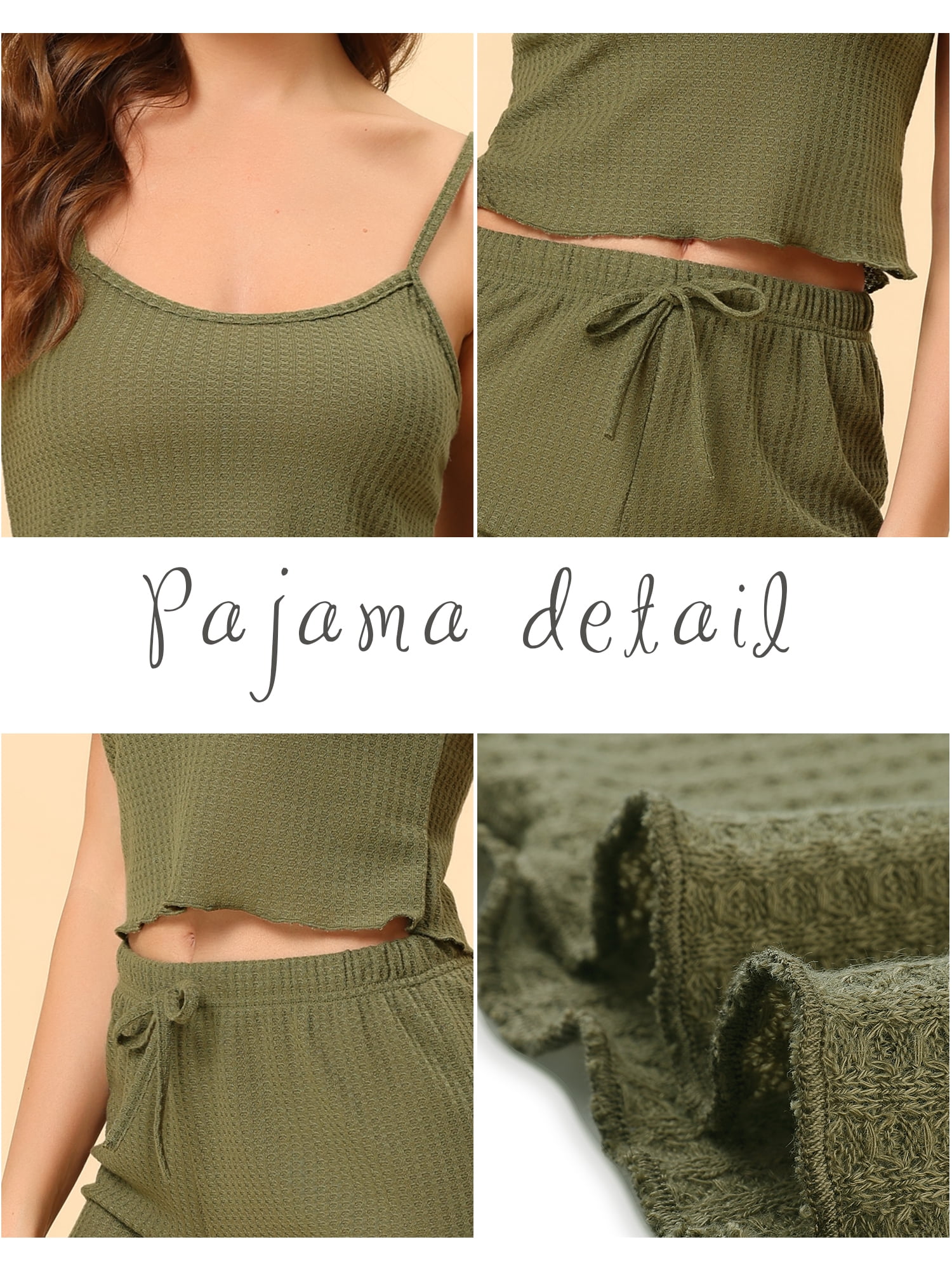 Unique Bargains Women's Pajama Spaghetti Strap Cami Shorts Lounge Sleepwear Sets