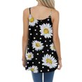 thumbnail image 3 of Fshinging 2026 Summer Fashion Tank Top for Women Pleated Spaghetti Strap Camisole Sleeveless Floral Print Holiday Cami Undershirts Black L, 3 of 6