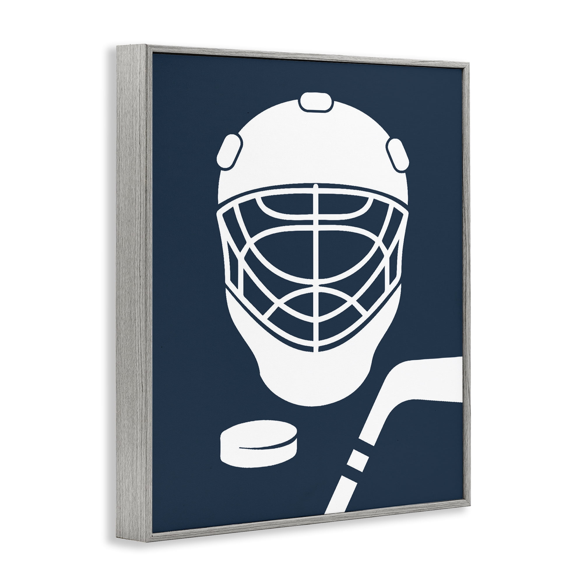 Stupell Industries Hockey Mask Blue & White Gray Framed Giclee Art, design by Melody Hogan