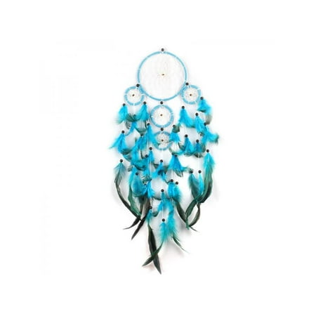 Blue Catchers - VICOODA Traditional 5 Circles Blue Dream Catcher with Feathers Wall or Car Hanging Ornament