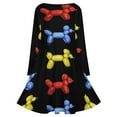 thumbnail image 5 of Balloon Dogs, Black Background Long Sleeve Dresses For Women Vintage Elegant Party Dress Oversized V-neck Dress S-8XL, 5 of 7