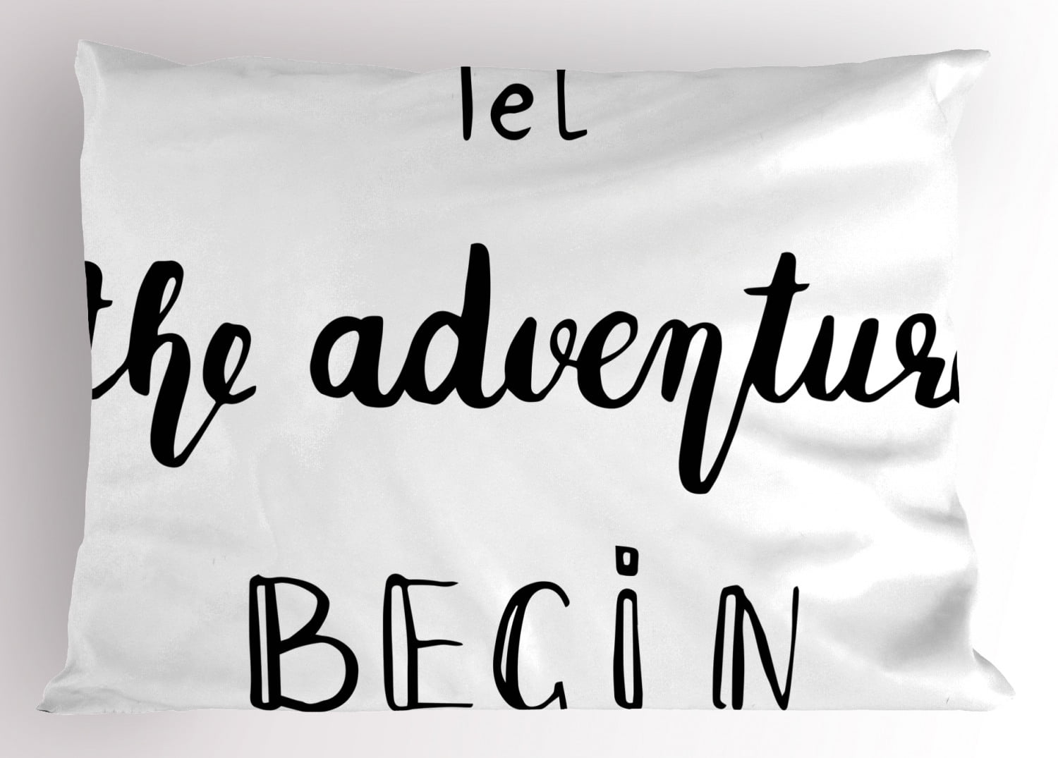 Adventure Pillow Sham Hand Written Style Different Typography