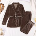 thumbnail image 1 of Ropa de casa para mujer Camisón de manga larga Traje de terciopelo dorado Cárdigan grueso y cálido, 1 of 6
