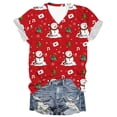 thumbnail image 2 of Fiudx Ofertas Del Día Top de Manga Corta con Cuello En V y Estampado Navideño para Mujer, 2 of 3