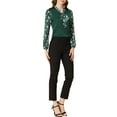 thumbnail image 2 of Allegra K Women's Shirt Contrast Panel Long Sleeve Floral Blouses, 2 of 6