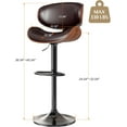 thumbnail image 3 of Bar Stools Adjustable Swivel Barstools Counter Stools with Back Sets of 2, Mid-Century Modern PU Leather Upholstered Counter Height Barstools, Kitchen Island Bar Chairs, Brown, 3 of 9