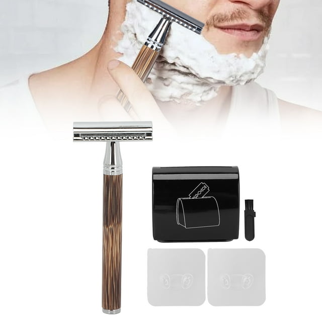 Mens Razor, Safety Double Edged Old Fashioned Shaver Bamboo Handle Accurate for Men's Gift for Shaving