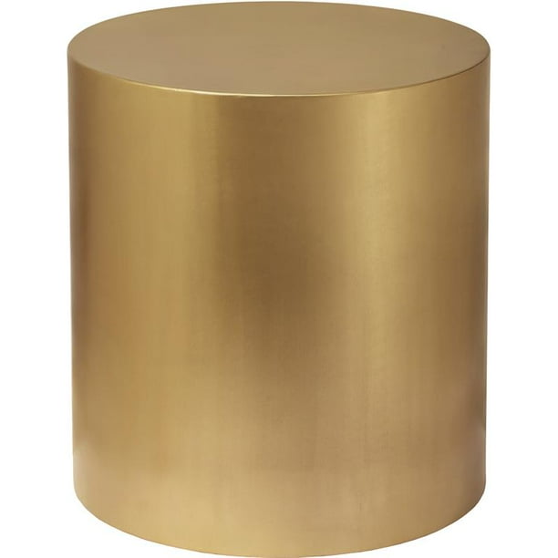 Meridian Furniture Cylinder Round Brushed Gold Metal End Table