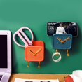 thumbnail image 2 of Wall Mounted Container Wall Hanging Storage Box Clock Shaped Storage Box Wall Phone Holder Wall Mounted Storage Box PP Clock Shaped Multifunctional Container With Hooks For, 2 of 8