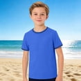 thumbnail image 2 of NAFUU Boys T-Shirts Solid Color Short Sleeve T Shirt Casual Summer Round Neck Fashion Top Daily Wear Blouses For Boys Sizes 9-10 Years, 2 of 4
