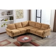 thumbnail image 1 of L-Shaped Sectional Sofa, Modern Upholstered Accent Sofa with Padded Back and Wood Legs Sectional Couch for Living Room Bedroom Apartment, Yellow, 1 of 6