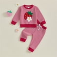 thumbnail image 2 of TOWED22 Baby Girl Fall Winter Outfits Set Toddler Clothes Long Sleeve Soft Sweatshirt + Joggers Pants 2 Piece(Red,12-18 M), 2 of 9