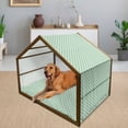thumbnail image 2 of Mint Pet House, Old Fashion Striped Pattern with Geometrical Details Checkered Simple Tile, Outdoor & Indoor Portable Dog Kennel with Pillow and Cover, 5 Sizes, Mint Green Pale Green, by Ambesonne, 2 of 4
