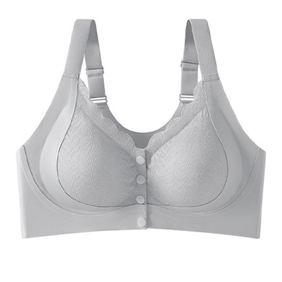 Zpanxa Everyday Comfort Wirefree Bra for Plus Size Women, Front Closure with Lace Detail and Thin Cup