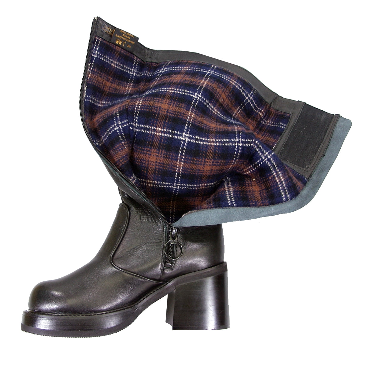 PEERAGE Terri Women's Wide Width Side Zip Leather Knee High Boots BLACK 10