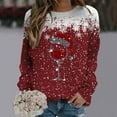 thumbnail image 2 of Nmnitkp Long Sleeve Shirts for Women Comfortable and Warm Christmas Print Ugly Sweaters for Women,Festival Party Pullovers Comfy Soft Sweater Cute Santa Head Pattern Blouse Tshirt Tops, 2 of 4