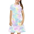 thumbnail image 2 of Abomasnow Girl's Summer Short Long Sleeve Stripe Holiday Dress Maxi Dress with Pocket Size 4-14T, 2 of 7