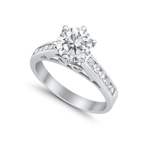 Solitaire Accent Round Ring CZ 925 Sterling Silver Size 4