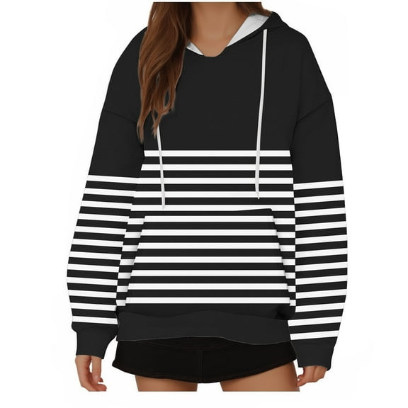 Fashion Hoodies for Women Pullover Plus Size Loose Fitting Solid Color Long Sleeved Hoodie Sports Top