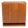 thumbnail image 3 of Free Standing 8-Tier Bamboo Shoe Rack, 3-Door Shoe Storage Cabinet with Metal Handles, Holds 30 Pairs of Shoes, Retro Style, 3 of 9