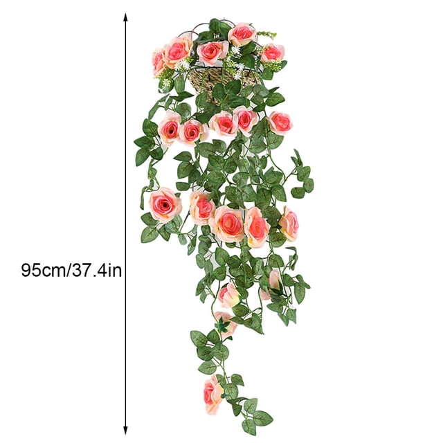 Baohd Artificial Rose Garland Simulation Flower Vine Floral Decor Wall Hanging Plastic artificial Flower Rattan, Champagne
