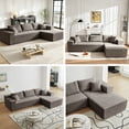 thumbnail image 4 of Xiweot 103" Boneless Sectional Sofa for Living Room, Memory Foam Cloud Modular Sectional Couch with Deep Seat, No Assembly Velvet L Shaped Sofa with Right Facing Chaise, Light Gary, 4 of 7