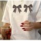 thumbnail image 1 of Girls' Chic Leopard Print Bowknot Graphic Tee - Comfy Cotton Blend, Casual Round Neck Short Sleeve Top, Perfect for Summer, 1 of 6