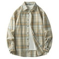 thumbnail image 1 of pstuiky Camisas de manga larga abrigadas para hombre, Camisa de manga larga con estampado a cuadros para hombre, holgada, de gran tamaño, con solapa y manga larga. salir tops xxxl, 1 of 7