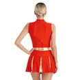 thumbnail image 2 of YONGHS Sleeveless Pleated Cheerleading Dress For Women High School Girl Party Cheer Leader Outfit Red M, 2 of 7