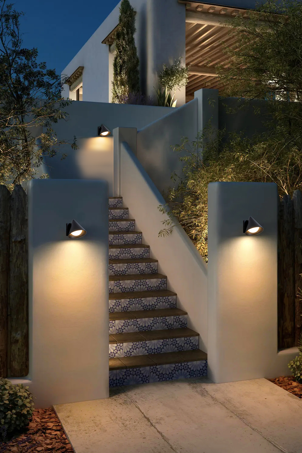 Dark Sky Mate Black Outdoor Led Wall Sconces Set of 2,6W Warm white
