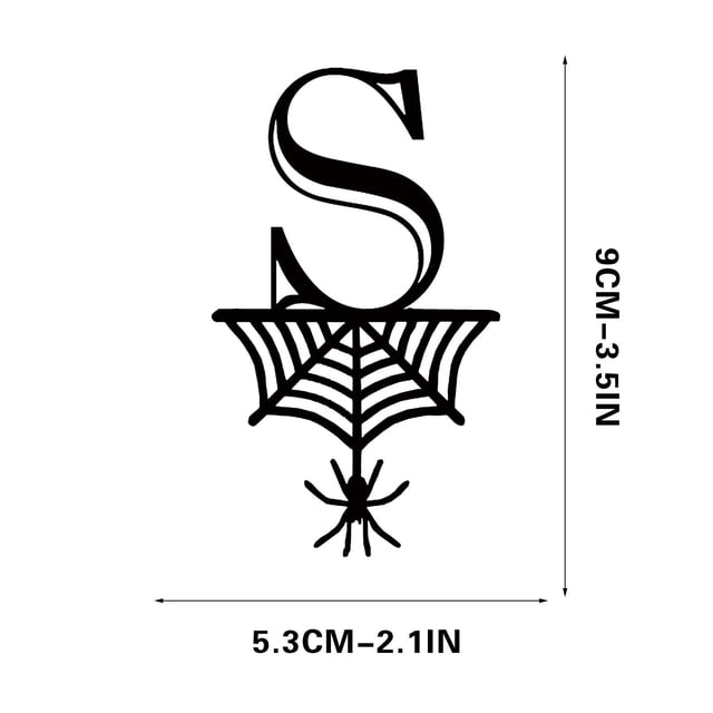 Spider Halloween Decoration Hang Tag Set with 26 Iron Letters 5.3 cm x 9 cm, Black Rope Included