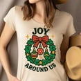 thumbnail image 4 of Joy Around Us Graphic Tee | Holiday Wreath Shirt | Unisex Casual T-Shirt, Dark Heather, Size 3XL, 4 of 6